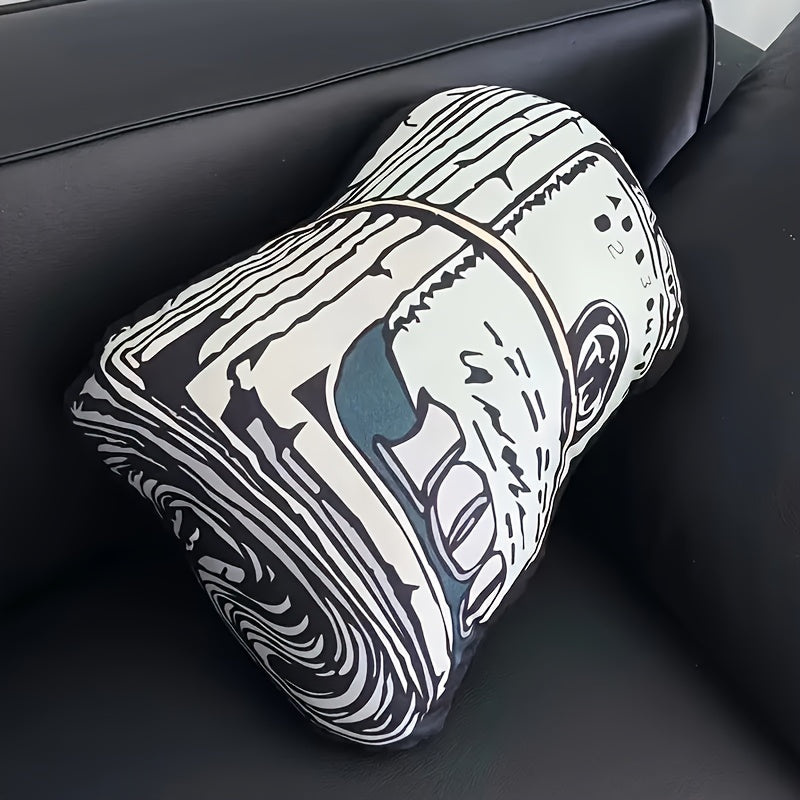 Cojín de Dólar de EE. UU. de Simulación Creativa, Cojín de Dólar de EE. UU. de Felpa Corta, Adecuado para Sillas de Oficina, Sofás y Camas, Decoraciones Personalizadas, Almohadilla Lumbar con Patrón de Moneda Brillante, Lavable a Máquina, Adiciones Decora
