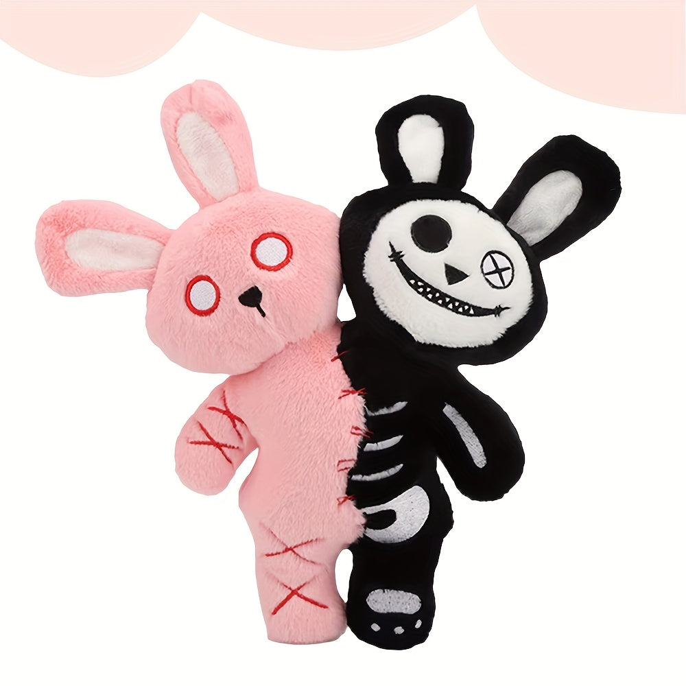 Conejito de Peluche de Dos Cabezas de 30.0cm, Juguete de Conejo Loco, Conejo Gótico Aterrador de Peluche, Adecuado para Regalo de Halloween, Pascua, Navidad y Cumpleaños