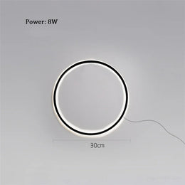 Lámpara de pared LED circular de oro negro moderna de diseño para fondo de dormitorio sala de estar decoración del pasillo luz con enchufe aplique nórdico