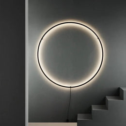 Lámpara de pared LED circular de oro negro moderna de diseño para fondo de dormitorio sala de estar decoración del pasillo luz con enchufe aplique nórdico