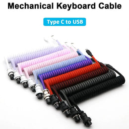 Cable en espiral para teclado mecánico, Cable de puerto USB tipo C, conector de aviación para ordenador de PC, ordenador de escritorio para accesorio de teclado DIY