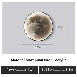 Lámpara de pared de Luna, Fondo de sala de estar, lámpara de techo de pared, lámpara de techo artística para dormitorio, lámpara decorativa de superficie de imitación de luna