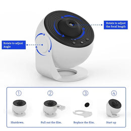 Proyector de galaxia con luz nocturna LED Proyector de cielo estrellado 360 °   Lámpara de noche de planetario giratoria para habitación, regalo decorativo para niños