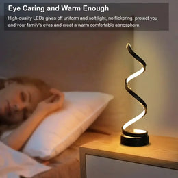 Lámparas de Mesa para Sala de Estar, Lámpara de Mesa LED Moderna en Espiral con Intensidad Regulable, Lámparas Pequeñas para Mesita de Noche, Lámpara de Noche para Dormitorio, Oficina, Hogar