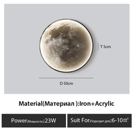 Lámpara de pared de Luna, Fondo de sala de estar, lámpara de techo de pared, lámpara de techo artística para dormitorio, lámpara decorativa de superficie de imitación de luna