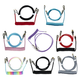 Cable en espiral para teclado mecánico, Cable de puerto USB tipo C, conector de aviación para ordenador de PC, ordenador de escritorio para accesorio de teclado DIY