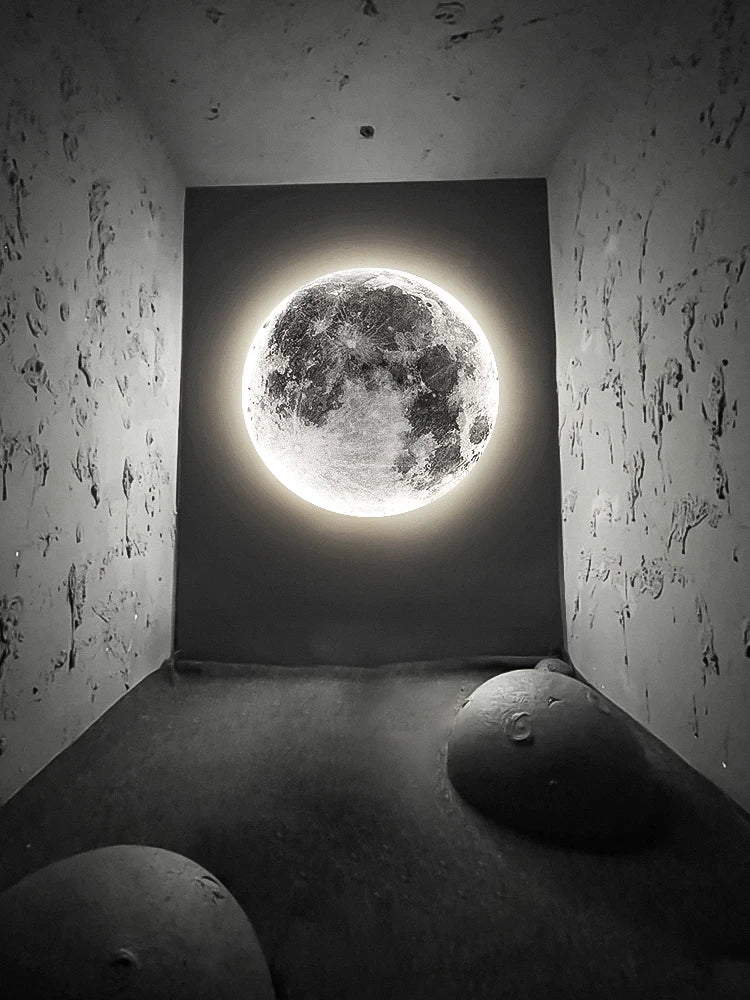 Lámpara de pared de Luna, Fondo de sala de estar, lámpara de techo de pared, lámpara de techo artística para dormitorio, lámpara decorativa de superficie de imitación de luna
