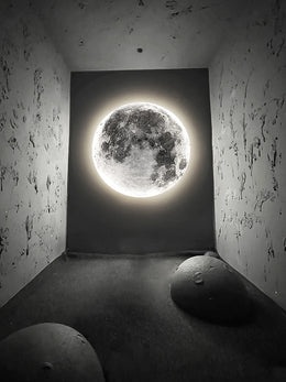 Lámpara de pared de Luna, Fondo de sala de estar, lámpara de techo de pared, lámpara de techo artística para dormitorio, lámpara decorativa de superficie de imitación de luna