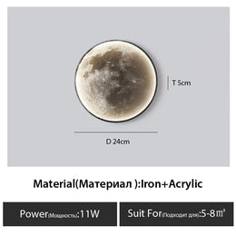 Lámpara de pared de Luna, Fondo de sala de estar, lámpara de techo de pared, lámpara de techo artística para dormitorio, lámpara decorativa de superficie de imitación de luna