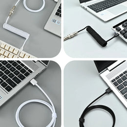 Cable en espiral para teclado mecánico, Cable de puerto USB tipo C, conector de aviación para ordenador de PC, ordenador de escritorio para accesorio de teclado DIY