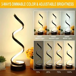 Lámparas de Mesa para Sala de Estar, Lámpara de Mesa LED Moderna en Espiral con Intensidad Regulable, Lámparas Pequeñas para Mesita de Noche, Lámpara de Noche para Dormitorio, Oficina, Hogar