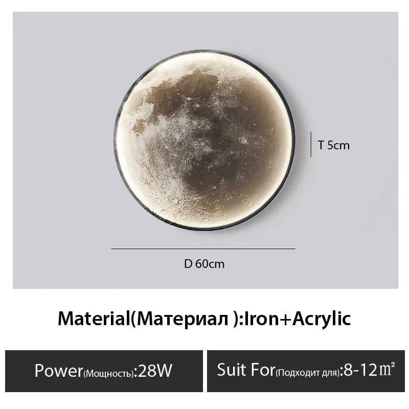 Lámpara de pared de Luna, Fondo de sala de estar, lámpara de techo de pared, lámpara de techo artística para dormitorio, lámpara decorativa de superficie de imitación de luna