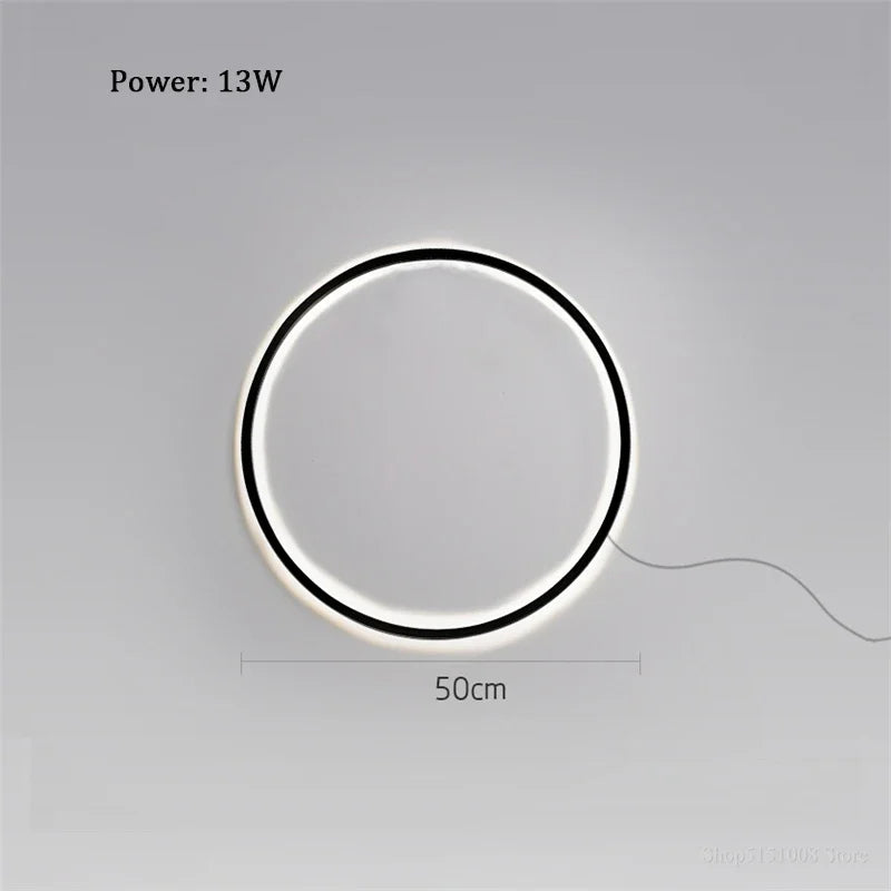 Lámpara de pared LED circular de oro negro moderna de diseño para fondo de dormitorio sala de estar decoración del pasillo luz con enchufe aplique nórdico