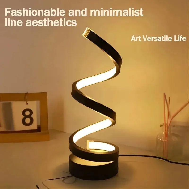 Lámparas de Mesa para Sala de Estar, Lámpara de Mesa LED Moderna en Espiral con Intensidad Regulable, Lámparas Pequeñas para Mesita de Noche, Lámpara de Noche para Dormitorio, Oficina, Hogar