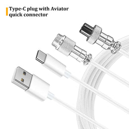Cable en espiral para teclado mecánico, Cable de puerto USB tipo C, conector de aviación para ordenador de PC, ordenador de escritorio para accesorio de teclado DIY