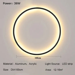 Lámpara de pared LED circular de oro negro moderna de diseño para fondo de dormitorio sala de estar decoración del pasillo luz con enchufe aplique nórdico