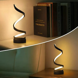 Lámparas de Mesa para Sala de Estar, Lámpara de Mesa LED Moderna en Espiral con Intensidad Regulable, Lámparas Pequeñas para Mesita de Noche, Lámpara de Noche para Dormitorio, Oficina, Hogar