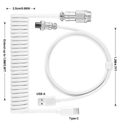 Cable en espiral para teclado mecánico, Cable de puerto USB tipo C, conector de aviación para ordenador de PC, ordenador de escritorio para accesorio de teclado DIY