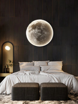 Lámpara de pared de Luna, Fondo de sala de estar, lámpara de techo de pared, lámpara de techo artística para dormitorio, lámpara decorativa de superficie de imitación de luna