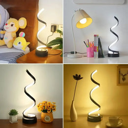 Lámparas de Mesa para Sala de Estar, Lámpara de Mesa LED Moderna en Espiral con Intensidad Regulable, Lámparas Pequeñas para Mesita de Noche, Lámpara de Noche para Dormitorio, Oficina, Hogar