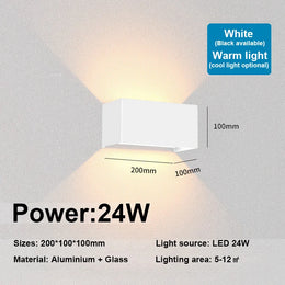 Lámpara de pared moderna nórdica 12W 24W IP65 lámparas LED impermeables aplique de pared interior exterior sala de estar porche lámpara de pared del dormitorio