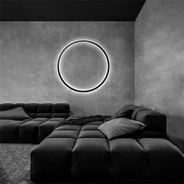 Lámpara de pared LED circular de oro negro moderna de diseño para fondo de dormitorio sala de estar decoración del pasillo luz con enchufe aplique nórdico